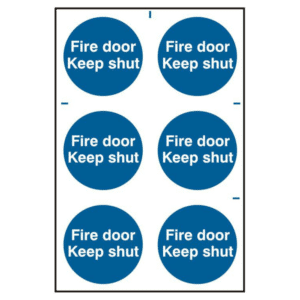 ASEC `Fire Door Keep Shut` 200mm x 300mm PVC Self Adhesive Sign - 6 Per Sheet
