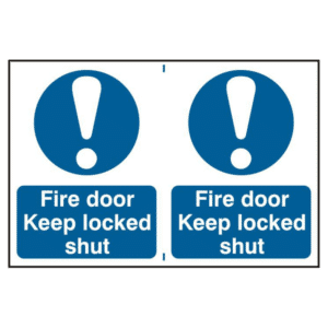 ASEC `Fire Door Keep Locked Shut` 200mm x 300mm PVC Self Adhesive Sign - 2 Per Sheet