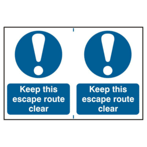 ASEC `Keep This Escape Route Clear` 200mm x 150mm PVC Self Adhesive Sign - 2 Per Sheet