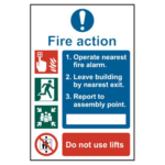 ASEC Fire Action Procedure 200mm x 300mm PVC Self Adhesive Sign - Option 1