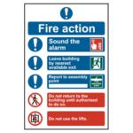 ASEC Fire Action Procedure 200mm x 300mm PVC Self Adhesive Sign - Option 2