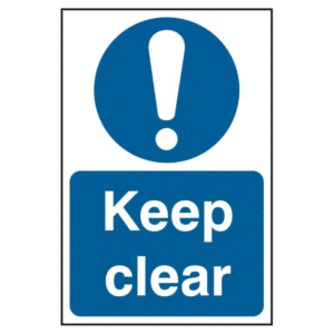ASEC `Keep Clear` 200mm x 300mm PVC Self Adhesive Sign - 1 Per Sheet