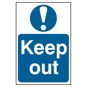 ASEC `Keep Out` 200mm x 300mm PVC Self Adhesive Sign - 1 Per Sheet