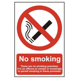 ASEC `No Smoking` 200mm x 300mm PVC Self Adhesive Sign - Option 3
