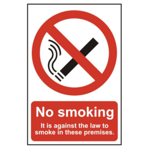 ASEC `No Smoking` 200mm x 300mm PVC Self Adhesive Sign - Option 2