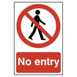 ASEC `No Entry` 200mm x 300mm PVC Self Adhesive Sign - 1 Per Sheet