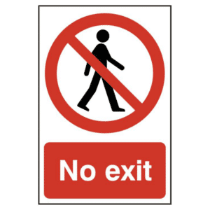ASEC `No Exit` 200mm x 300mm PVC Self Adhesive Sign - 1 Per Sheet