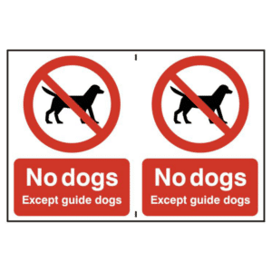 ASEC `No Dogs` 200mm x 300mm PVC Self Adhesive Sign - 2 Per Sheet