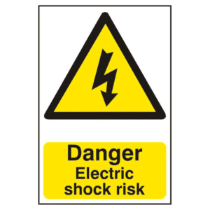 ASEC `Danger Electric Shock Risk` 200mm x 300mm PVC Self Adhesive Sign - 1 Per Sheet