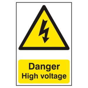 ASEC `Danger High Voltage` 200mm x 300mm PVC Self Adhesive Sign - 1 Per Sheet