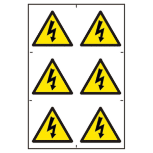 ASEC Electrical Warning Symbol 200mm x 300mm PVC Self Adhesive Sign - 6 Per Sheet