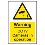 ASEC `Warning CCTV Cameras in Operation` 200mm x 300mm PVC Self Adhesive Sign - 1 Per Sheet