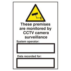 ASEC `These Premises Are Monitored By CCTV Surveillance` 200mm x 300mm PVC Self Adhesive Sign - 1 Per Sheet