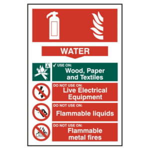ASEC Fire Extinguisher 200mm x 300mm PVC Self Adhesive Sign - Water