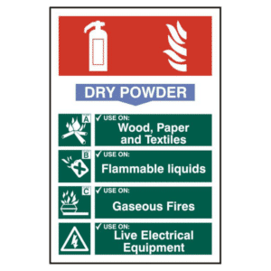 ASEC Fire Extinguisher 200mm x 300mm PVC Self Adhesive Sign - Dry Powder