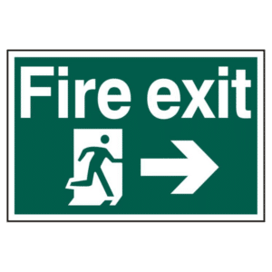 ASEC `Fire Exit` 200mm x 300mm PVC Self Adhesive Sign - Right