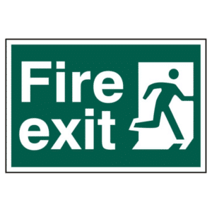 ASEC `Fire Exit` 200mm x 300mm PVC Self Adhesive Sign - Front