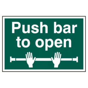 ASEC `Push Bar To Open` 200mm x 300mm PVC Self Adhesive Sign - 1 Per Sheet