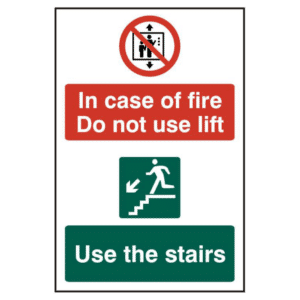 ASEC `In Case Of Fire Do Not Use Lift` 200mm x 300mm PVC Self Adhesive Sign - 1 Per Sheet