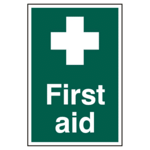 ASEC `First Aid` 200mm x 300mm PVC Self Adhesive Sign - 1 Per Sheet