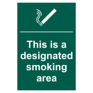 ASEC `This Is A Designated Smoking Area` 200mm x 300mm PVC Self Adhesive Sign - 1 Per Sheet
