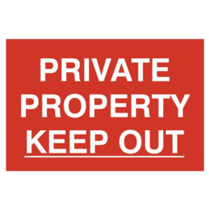 ASEC `Private Property Keep Out` 200mm x 300mm PVC Self Adhesive Sign - 1 Per Sheet