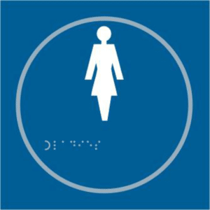 ASEC `Ladies` 150mm x 150mm Taktyle (Braille) Self Adhesive Sign - 1 Per Sheet