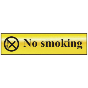 ASEC `No Smoking` 200mm x 50mm Gold Self Adhesive Sign - 1 Per Sheet