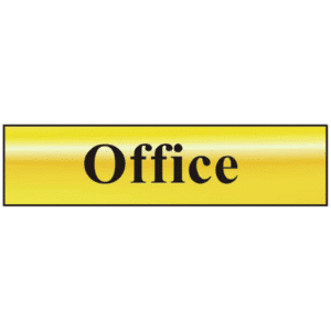ASEC `Office` 200mm x 50mm Gold Self Adhesive Sign - 1 Per Sheet