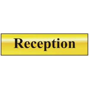 ASEC `Reception` 200mm x 50mm Gold Self Adhesive Sign - 1 Per Sheet