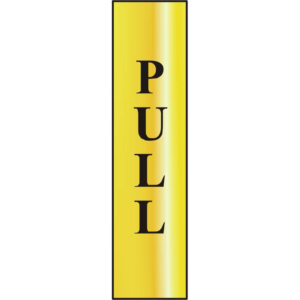 ASEC `Pull` 200mm x 50mm Gold Self Adhesive Sign - 1 Per Sheet