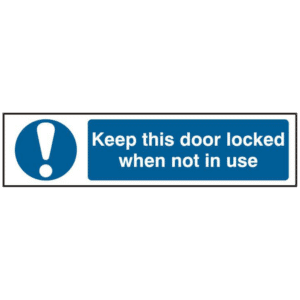 ASEC `Keep This Door Locked When Not In Use` 200mm x 50mm Self Adhesive Sign - 1 Per Sheet