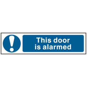 ASEC `This Door Is Alarmed` 200mm x 50mm PVC Self Adhesive Sign - 1 Per Sheet