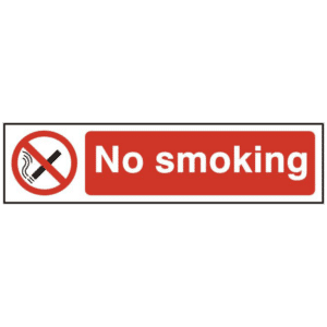 ASEC `No Smoking` 200mm x 50mm PVC Self Adhesive Sign - 1 Per Sheet