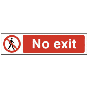 ASEC `No Exit` 200mm x 50mm PVC Self Adhesive Sign - 1 Per Sheet