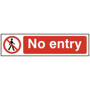 ASEC `No Entry` 200mm x 50mm PVC Self Adhesive Sign - 1 Per Sheet