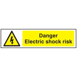 ASEC `Danger Electric Shock Risk` 200mm x 50mm PVC Self Adhesive Sign - 1 Per Sheet