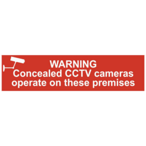 ASEC `Warning Concealed CCTV Cameras Operate On These Premises` 200mm x 50mm PVC Self Adhesive Sign - 1 Per Sheet