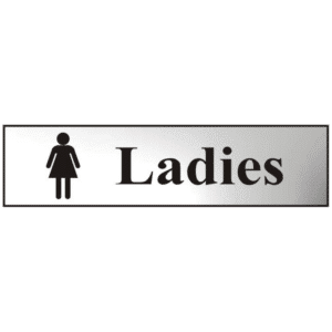 ASEC `Ladies` 200mm x 50mm Chrome Self Adhesive Sign - 1 Per Sheet