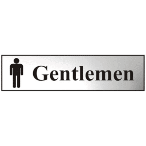 ASEC `Gentlemen` 200mm x 50mm Chrome Self Adhesive Sign - 1 Per Sheet