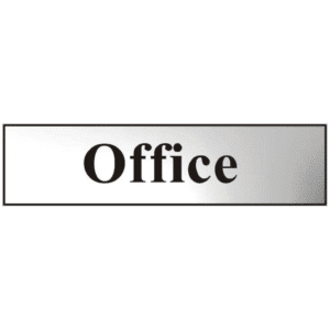 ASEC `Office` 200mm x 50mm Chrome Self Adhesive Sign - 1 Per Sheet