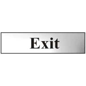 ASEC `Exit` 200mm x 50mm Chrome Self Adhesive Sign - 1 Per Sheet
