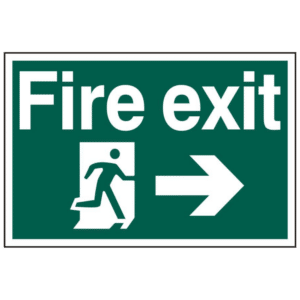 ASEC `Fire Exit` 400mm x 600mm PVC Self Adhesive Sign - Right