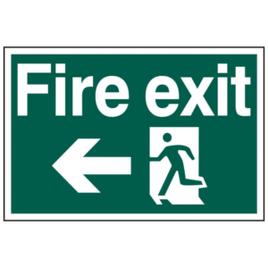 ASEC `Fire Exit` 400mm x 600mm PVC Self Adhesive Sign - Left