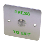 ASEC Press To Exit Stainless Steel Surface 1 Gang Button - `Press To Exit`