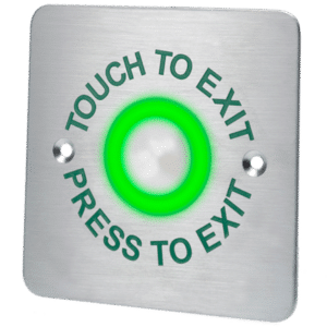 ASEC Touch Sensitive Illuminated Red/Green Halo Exit Button - `Touch To Exit' 'Press To Exit'