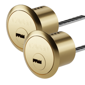 CAVEO Dimple Rim Cylinder Keyed Alike Pair - PB 3 Keys