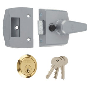 ERA 1430 Non-Deadlocking Nightlatch - 40mm Grey Case - PB Cyl Boxed