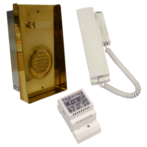 VIDEX EK911S 1 Way Surface Mounted Audio Kit - EK9112 Brass Surface Panel with 3021 Handset