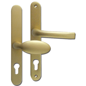 MILA Prolinea 92/62 Offset Lever/Pad UPVC Furniture - 240mm Backplate - Gold